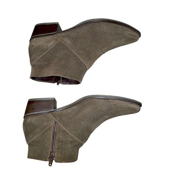 Vintage Sears Suede Leather Booties Size 7 USA Made Waterproof Zip Boho Goth - Picture 4 of 6